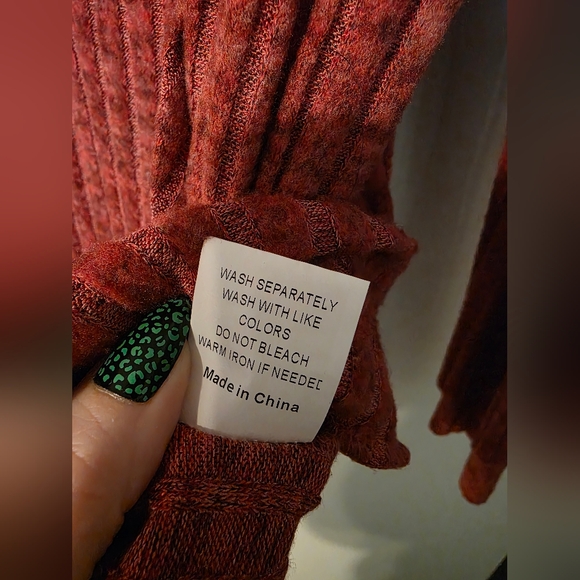 Red Ribbed Hoodie - Picture 2 of 5